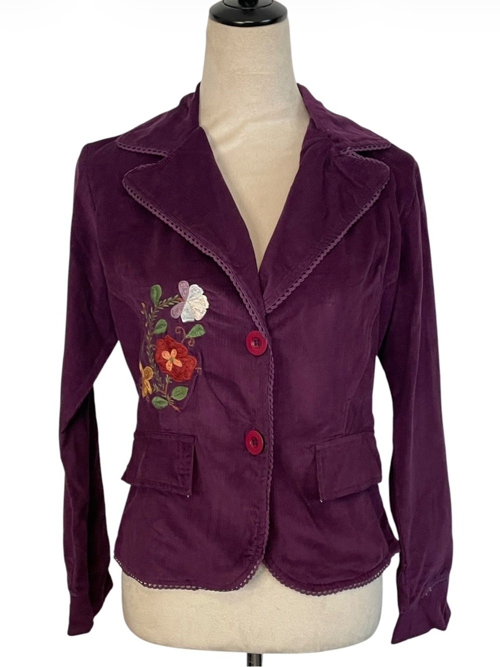 Angie y2k purple embroidered corduroy Blazer-NWT